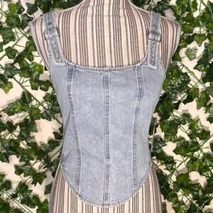 New light blue denim corset top